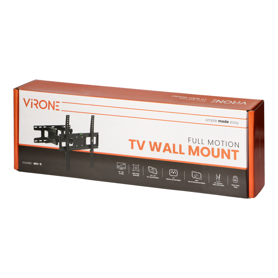 Full motion TV wall mount, 32"-55"